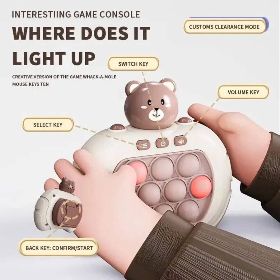 Sara Shop fidget toy Pop it game kindercadeau Pop it spel fidget toys speelgoed Fidget game controller voor kinderenr Pop It joystick Stress relief controller Pop bubble controller Fidget popper game controller speelgoed meisjes Bruin