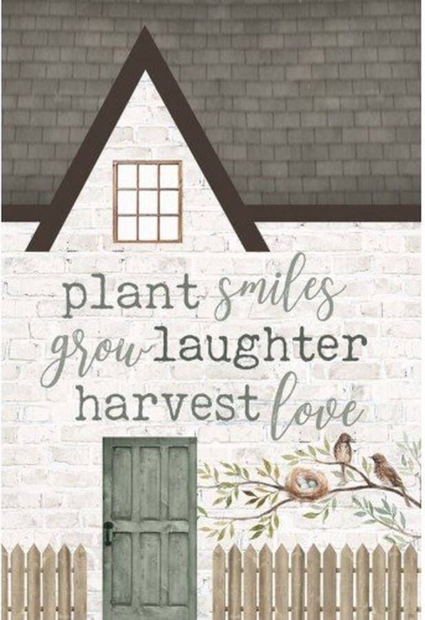 Sarana Wandbord Huis 13 5x20 5cm Plant smiles grow laughter harvest love Christelijk Bijbel