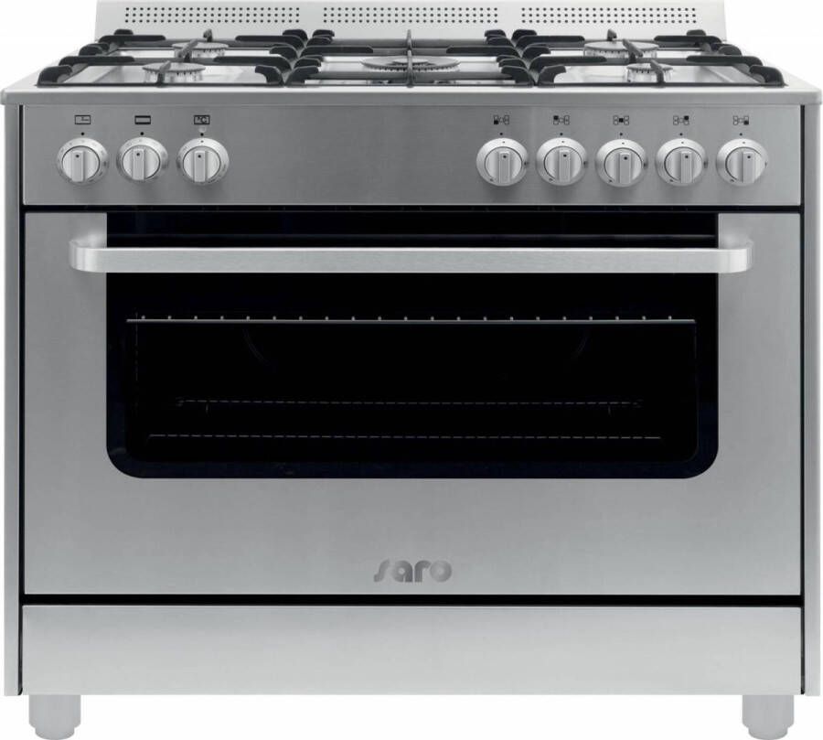 Saro Design gas fornuis RVS 5 pits wok elektrische oven & grill met 11 functies Design model TS95C61LX