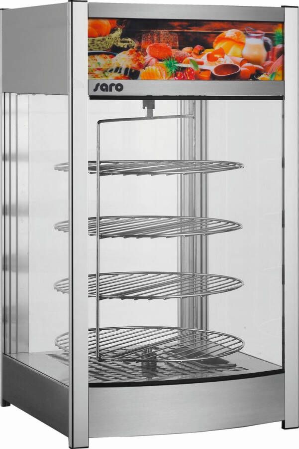 Saro warmhoud vitrine RVS 4x draaiplateau verlicht display waterbak 2 jaar garantie Model NIKLAS