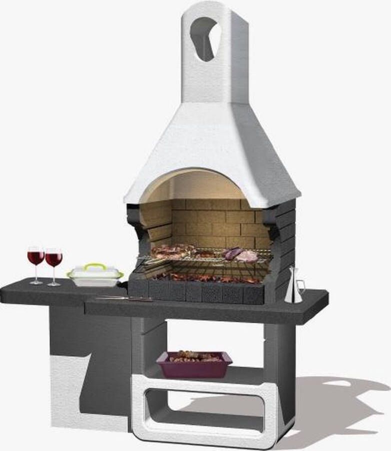 Sarom Fuoco Betonnen barbecue ULISSE- Houtskool -170 x 64 x 232 cm