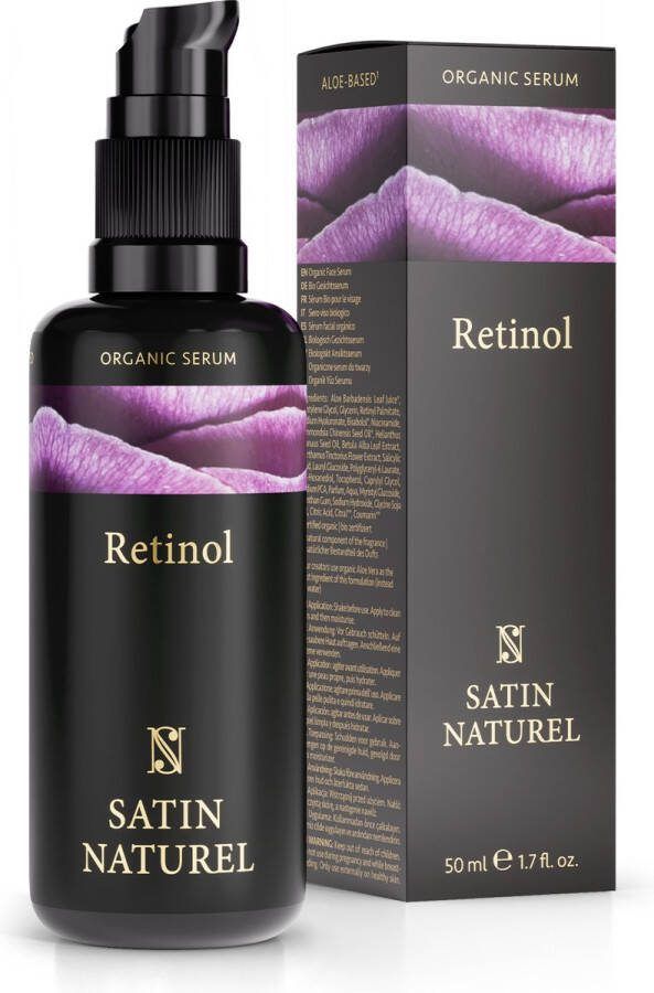 Satin Naturel Bio Retinol Serum Gezichtsverzorging en Huidverzorging met Retinol Hyaluronzuur en Niacinamide Gezichtsserum voor vrouwen en mannen Anti Aging en Anti Rimpel serum 50ml