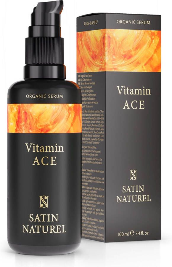 Satin Naturel Bio Vitamine C Serum Gezichtsverzorging met Vitamine C Retinol Hyaluronzuur en op basis van Aloë Vera Gezichtsserum en oogcreme tegen donkere vlekken en pigmentvlekken Anti Aging en Anti Rimpel serum voor alle huidtypes 100ml