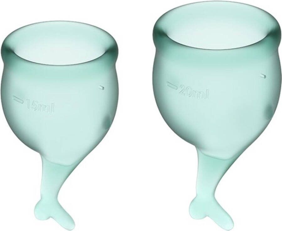 Satisfyer Feel Secure Menstruatiecup 2 stuks Donkergroen Maat M + S