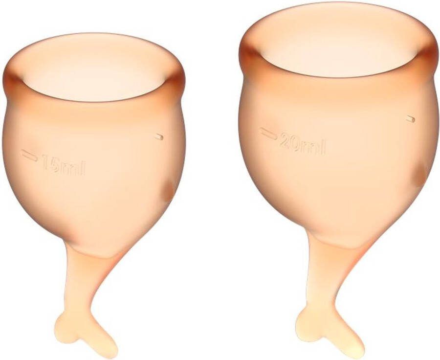 Satisfyer Feel Secure Menstruatiecup 2 stuks Oranje Maat M + S