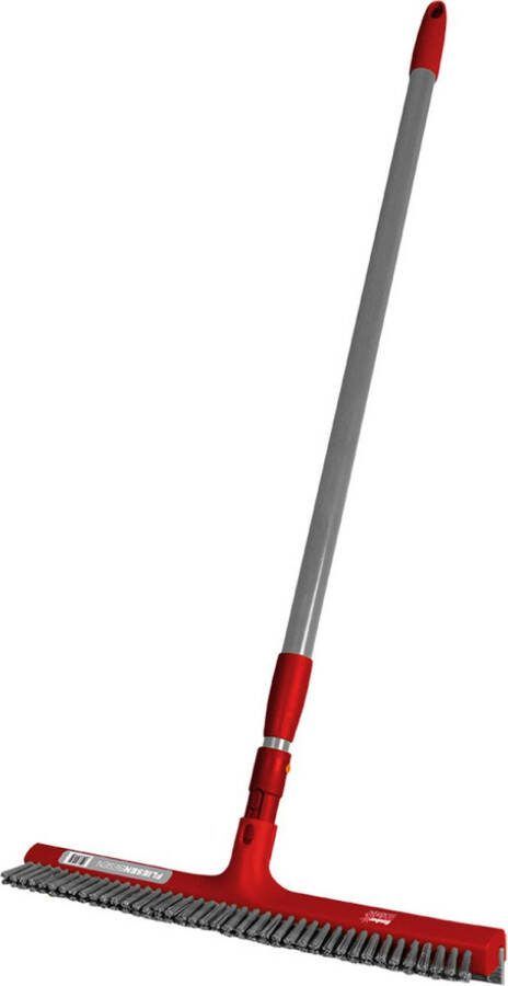 Sauber Meister 2-in-1 Bezem en Vloertrekker – 42 cm breed – Rubberen Trekker met Telescoopsteel – Verstelbare Watertrekker – Vloerwisser