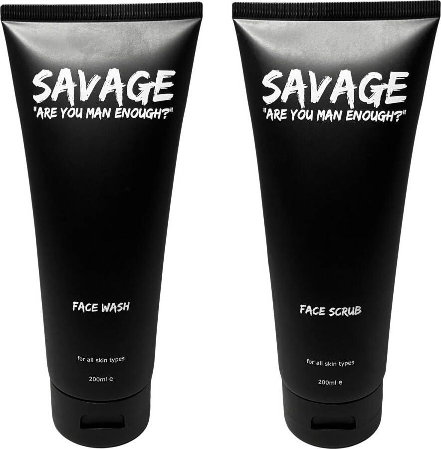 Savage for men Necessary Set Gezichtsverzorging Mannen Acne Gezichtsreiniger Gezichtsscrub 400ml