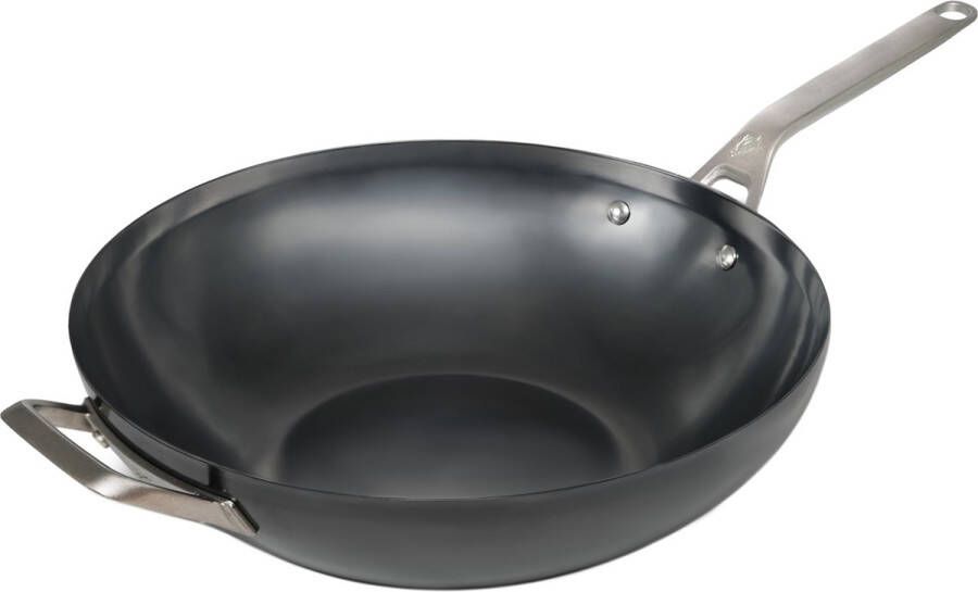 Saveur Selects – Carbon Steel Pfas vrije wokpan 35 cm- Wokpan inductie – Geschikt voor alle warmtebronnen Zwart