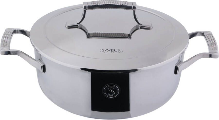 Saveur Selects – Voyage serie Kookpan 25 cm pfas vrije Kookpan Tri-ply RVS Geschikt voor Inductie en alle andere warmtebronnen Ovenbestendig tot 260°C – Vaatwasserbestendig Teflon vrij