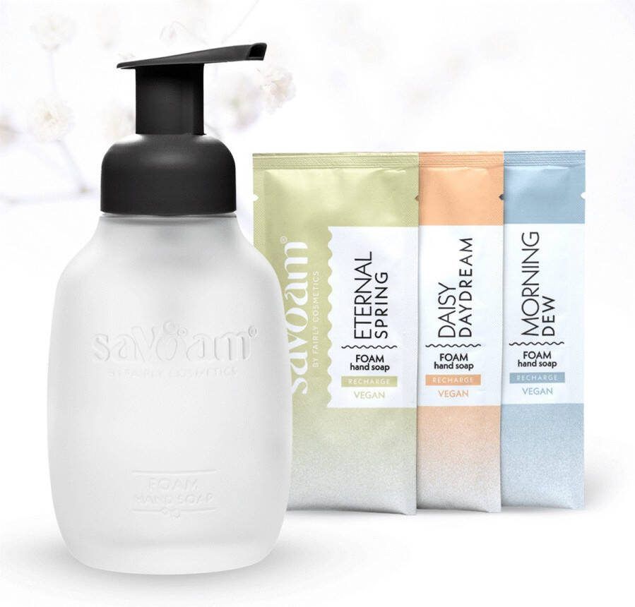SaVoam starterspakket Schuimende Handzeep Navulling 3 x 300 ml Vegan Zwart Duurzaam Hydraterend