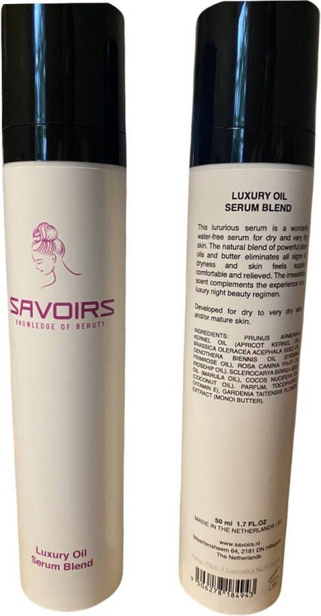 Savoirs Luxury Oil serum Blend 50ml (Anti-aging) inclusief Jade roller met Gua sha gezicht massage en mini Anti-aging serum 5ml