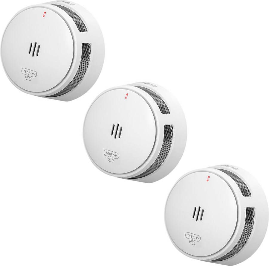 SAVS S10 Rookmelder 3-pack 3 Rookmelders 10 jaar batterij Compact design Voldoet aan Europese norm Infrarood sensor Brandalarm