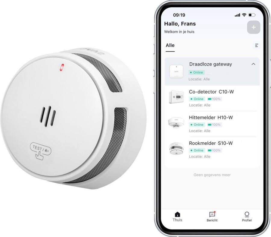 SAVS S10-W Slimme rookmelder met WiFi LinkSmart 10 jaar batterij Draadloos RF koppelbaar Infrarood sensor Brandalarm