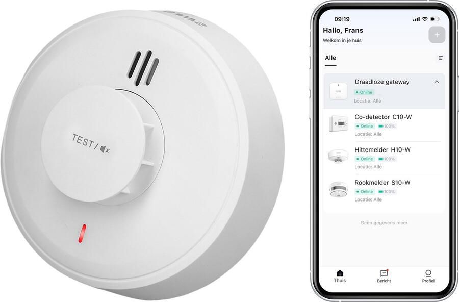 SAVS H10-W Draadloos koppelbare hittemelder met WiFi 10 jaar batterij – Keukenmelder Werkt via app Voldoet aan Europese norm LinkSmart Brandalarm – Warmtemelder
