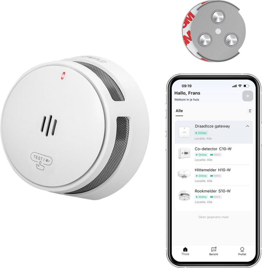 SAVS S10-W Slimme rookmelder met WiFi Met magneet montage LinkSmart 10 jaar batterij Draadloos RF koppelbaar Infrarood sensor Brandalarm zonder boren