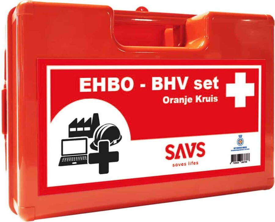 SAVS Verbanddoos BHV EHBO koffer set Oranje Kruis 2021 Incl wandbeugel Eerste hulp kit Doos