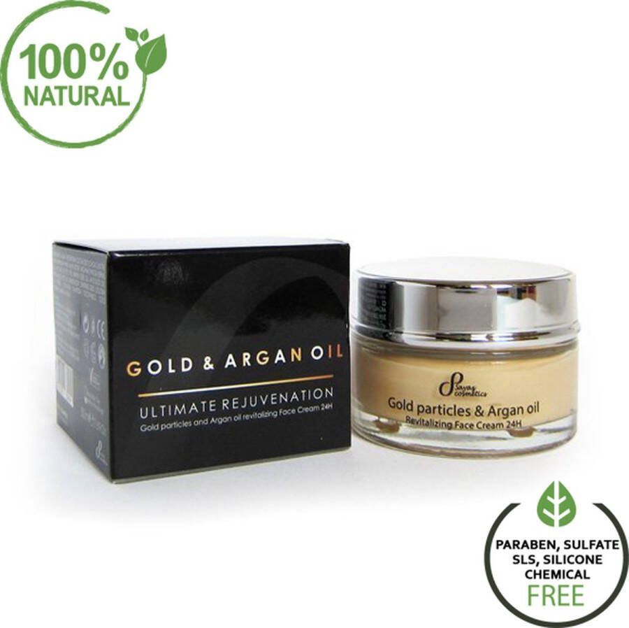 Sayaz Cosmetics Revitaliserende 24H Gold & Argan Gezichtscrème Sayaz met Anti-rimpel Anti-veroudering en Hydraterende Eigenschappen Verrijkt met Retinol Arganolie Collageen Vitamine E en Allantoïne 50ml