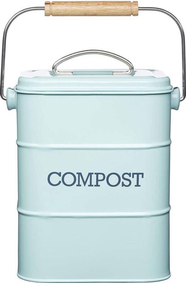 SB Kitchen Retro Compostemmer Compostbakje Keukenaanrecht GFT Afvalbakje met 2 Filters 3L Blauw