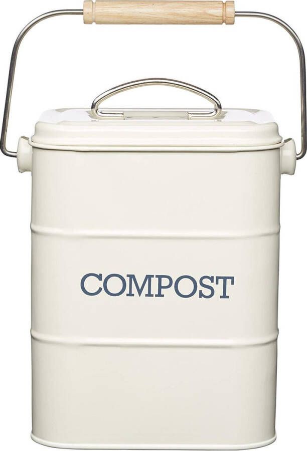 SB Kitchen Retro Compostemmer Compostbakje Keukenaanrecht Gft Afvalbakje met 2 Filters 3L Créme