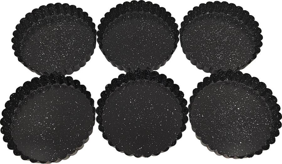 SB Line Bakvorm Mini Taartvormen -12 cm set 6 Zwart