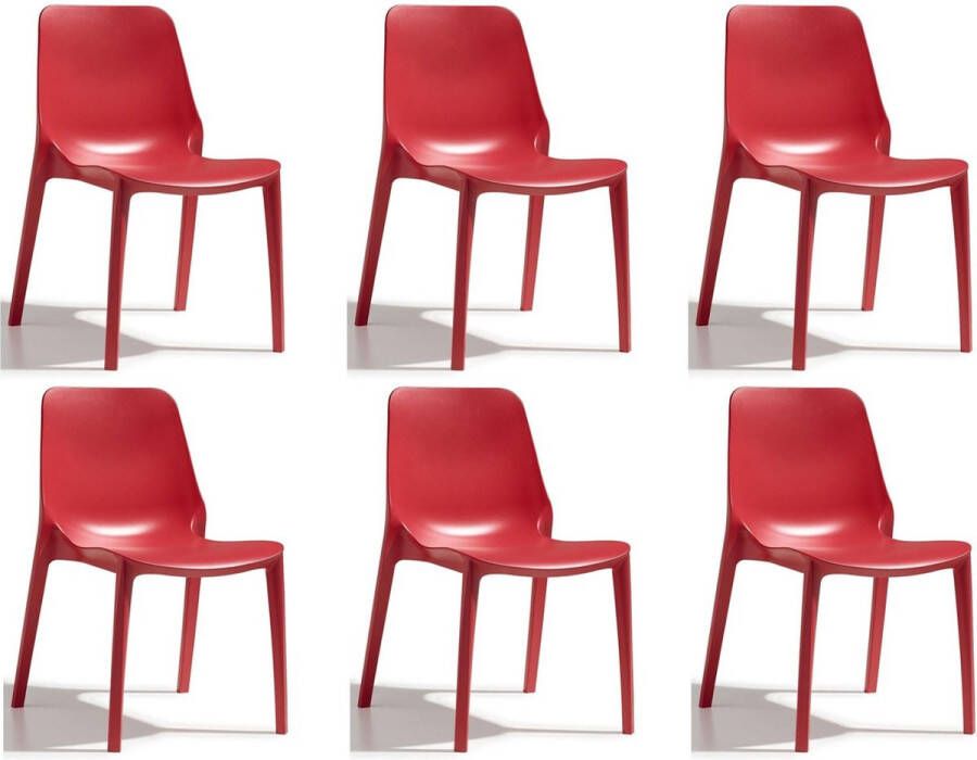 SCAB Design Designstoel terrasstoel campingstoel GINEVRA in rood van het Italiaanse S•CAB. Verpakt per 6 stuks en 5 jaar garantie!