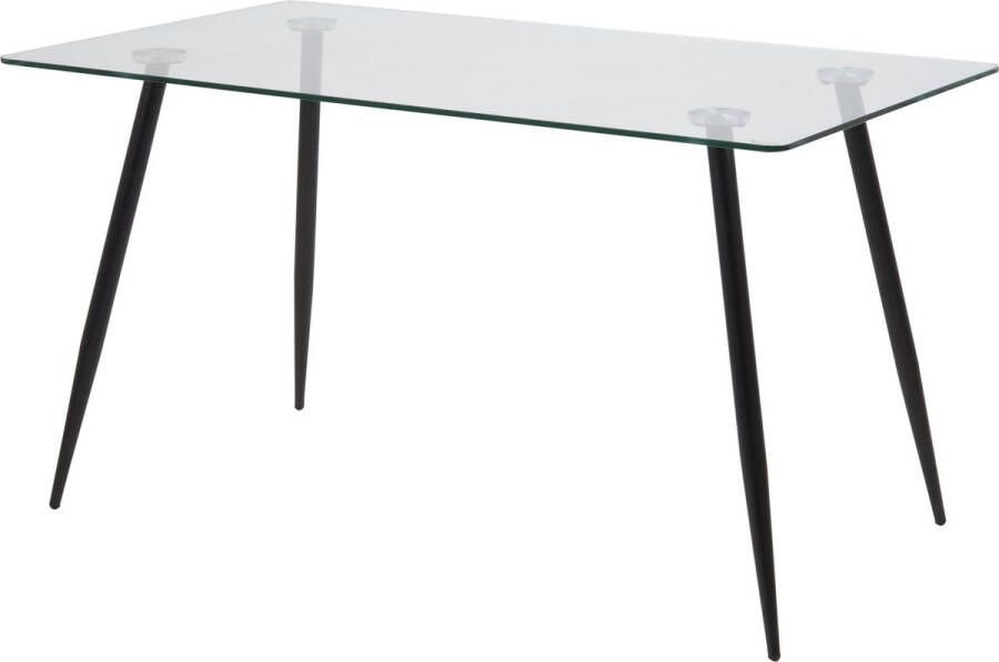 Leen Bakker Eetkamertafel Viksmom zwart glas 75x140x80 cm