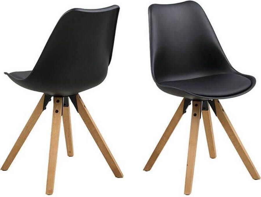 Scandes Meubelen Online Eetkamerstoel Player zwart houten poten set 2 stoelen