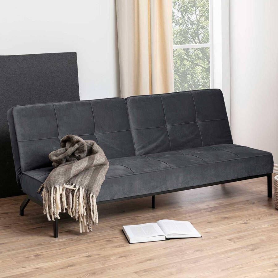 Woonexpress Slaapbank Elzen Grijs Velvet 87x198x95cm (hxbxd) Geen Hoek