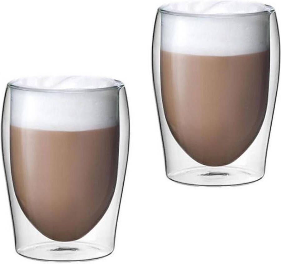 Scanpart dubbelwandige koffieglazen 300 ml Cappuccino koffieglasglas dubbelwandig 2 stuks