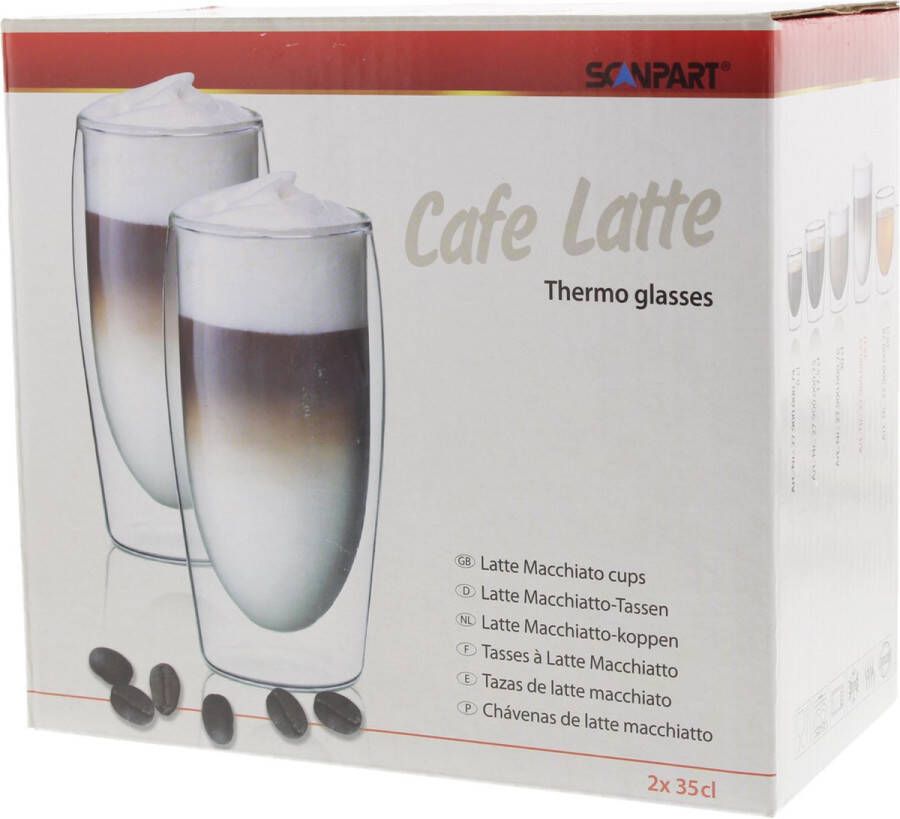 Scanpart dubbelwandige koffieglazen 350 ml Café Latte Macchiato koffieglas dubbelwandig 2 stuks