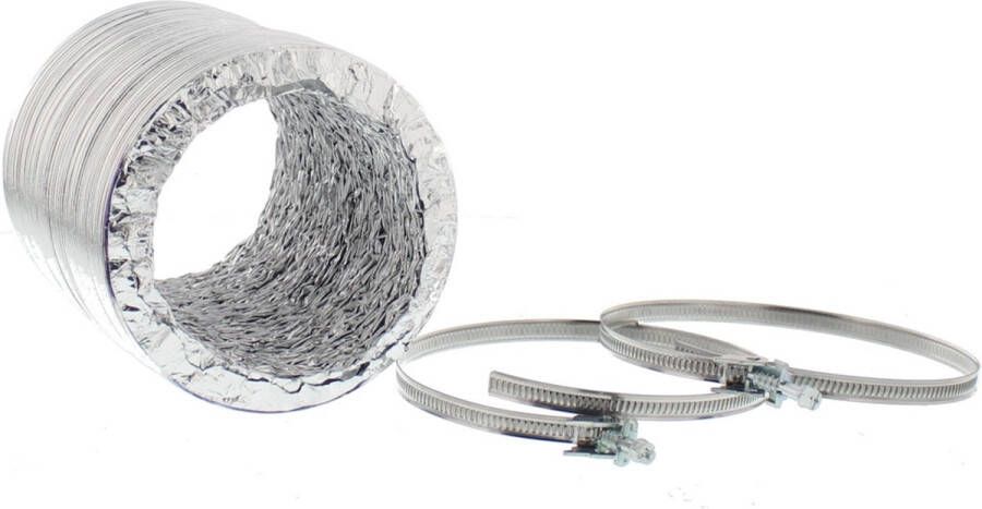 Scanpart lucht afvoerslang 125 mm 3 meter Aluminium Inclusief 2 slangklemmen Hittebestendig tot 250°C Geschikt voor wasdroger airco afzuigkap Ventilatieslang Ventilatiebuis