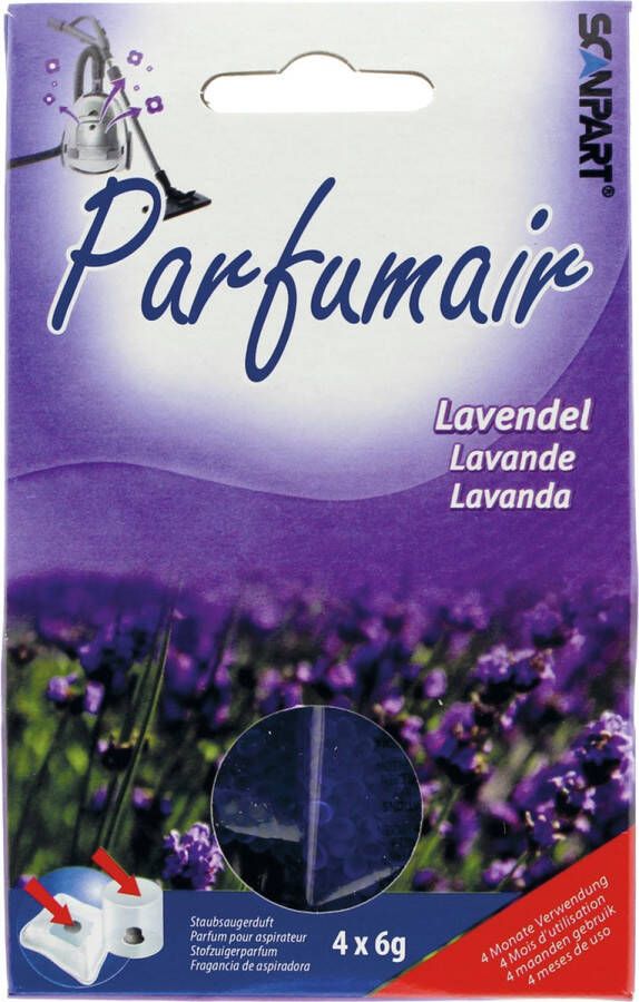 Scanpart Parfumair geurparels voor stofzuiger Lavendel geurkorrels Stofzuigerverfrisser Geschikt voor stofzuigerzak 4 zakjes