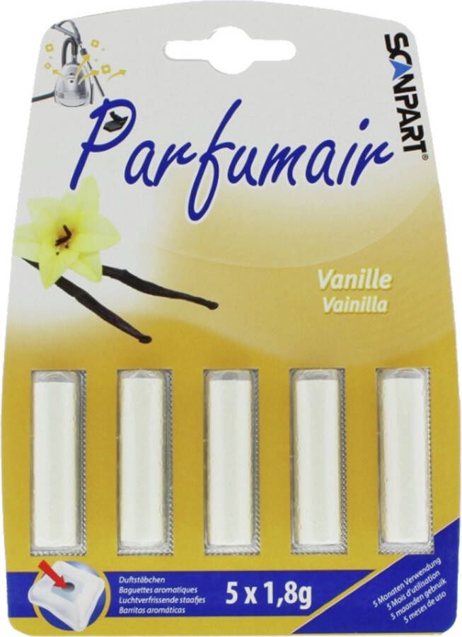 Scanpart Parfumair geurstaafjes voor stofzuiger Vanille geur Stofzuigerverfrisser Geschikt voor stofzuigerzak 5 stuks