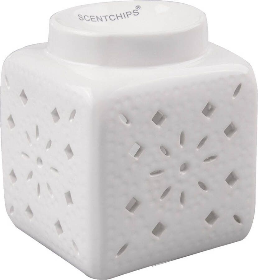 Scentchips Vierkant Cut Out Patern Wit waxbrander geurbrander