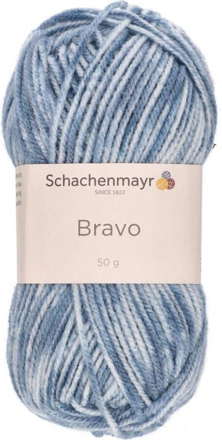 Schachenmayr Bravo Wol 50 gram Blauw Wit