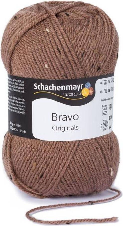 Schachenmayr Bravo Wol 50 gram Bruin met wit en zwart
