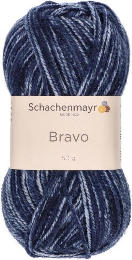 Schachenmayr Bravo Wol 50 gram Marine Wit Zwart