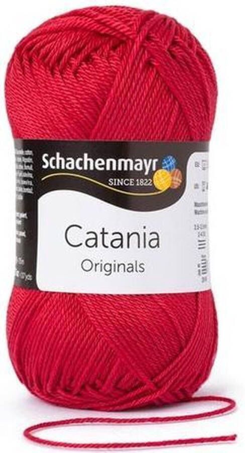 Schachenmayr Catania katoen garen rood (424) pendikte 3 a 3 5mm 1 bol