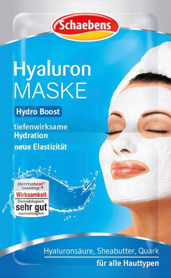 Schaebens Gezichtsmasker Hyaluron met Macadamia-olie Sheaboter Porseleinen bloem en Kwarkextract (10 ml)