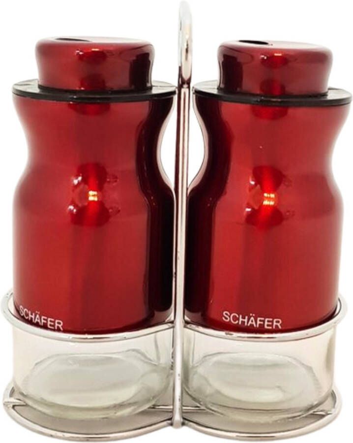 Schäfer 12288 Peper en zout strooier Peper en zout stel In houder chroom Kitchen tools Metallic Red