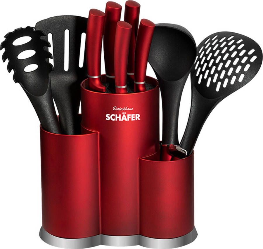 Schäfer 12297 Kookgerei met houder 10-delig Rood