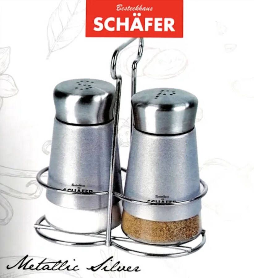 Schäfer Peper en zout strooier Peper en zout stel In houder chroom Kitchen tools Metallic Silver