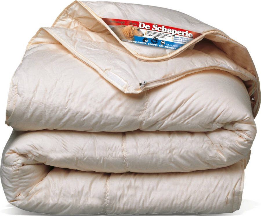 Schaperie De Luxe 4-Seizoenen 100% IWS Zuiver Scheer wollen Dekbed met Rits All-Season 140x220cm (extra lang)