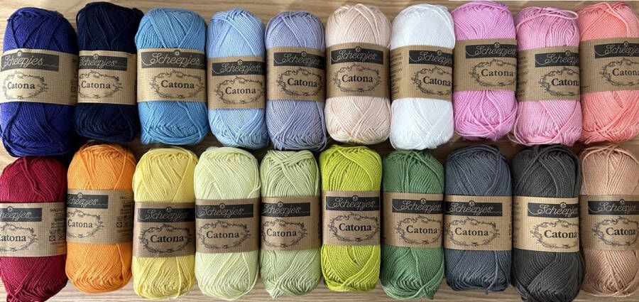 Scheepjes Catona Scheepjes Wol Catona 100% katoen Kleuren mix set van 20 bollen x 50 gram