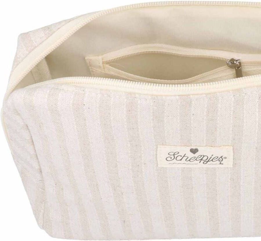 Scheepjes Projecttas met rits 24x16x8cm gestreept beige