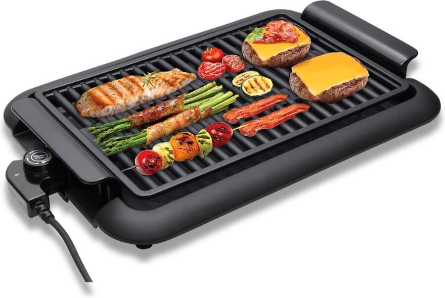 Scheffler Grillplaat Elektrisch Barbeque Grill en Vetopvangbaar Keramisch Veilig Grillen Rookloos 4 tot 6 Personen Tafel Barbeque