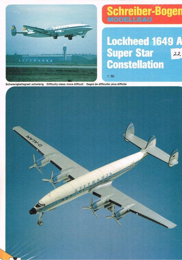 Scheiber bogen bouwplaat modelbouw in karton Lockheed Super Constellation schaal 1:50