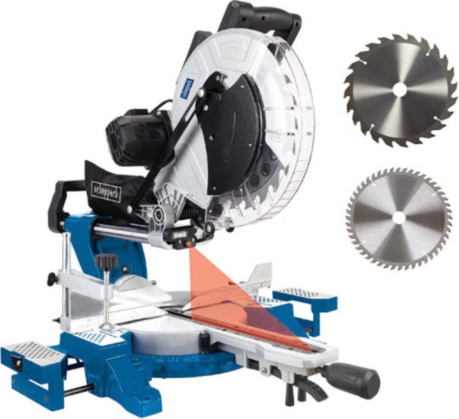 Scheppach Kapzaag Afkort- trekzaag 12" HM140Look verstek zagen 2000W zaagblad 305mm 3800 toeren