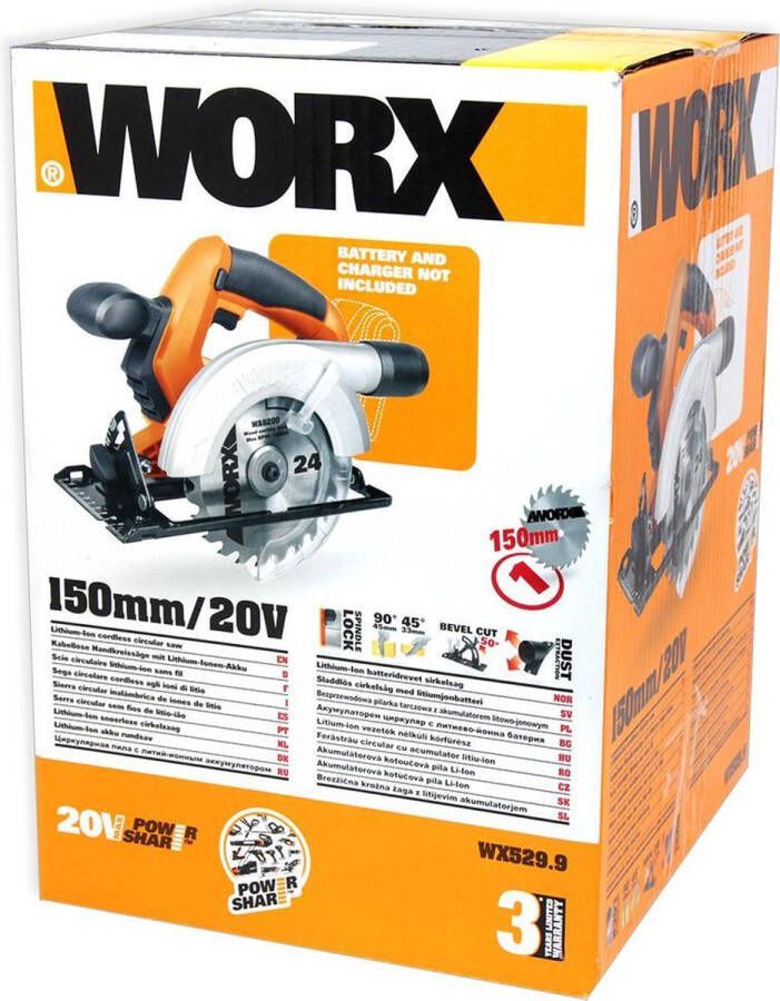 Scheppach WORX Accu handcirkelzaag WX529.9 20V (zonder accu)