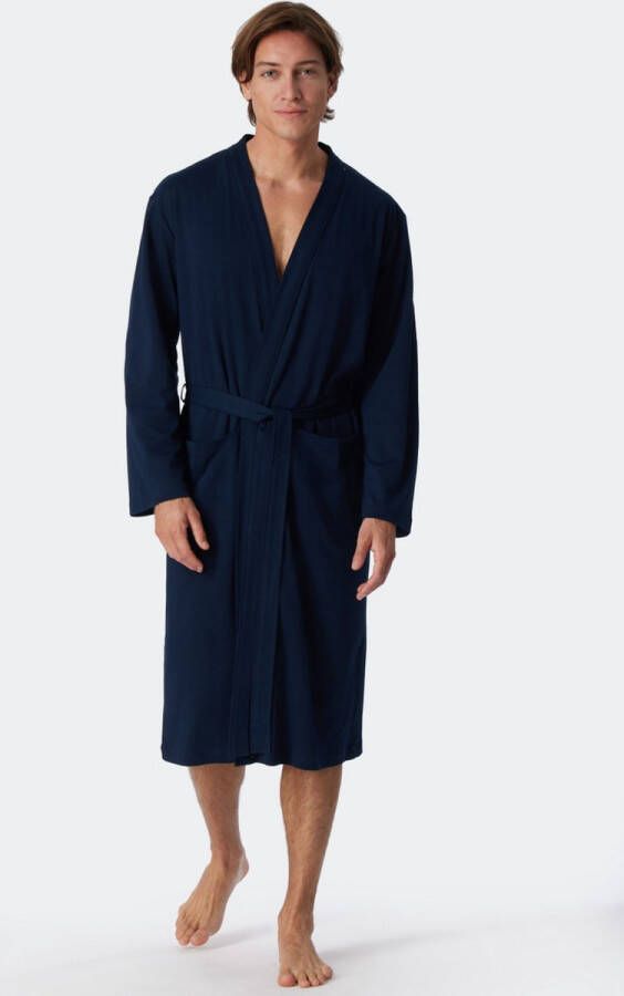 Schiesser Essentials badjas heren badjas fine interlock donkerblauw Maat: M